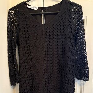 Rinascimento Black Crochet Long Sleeve Dress